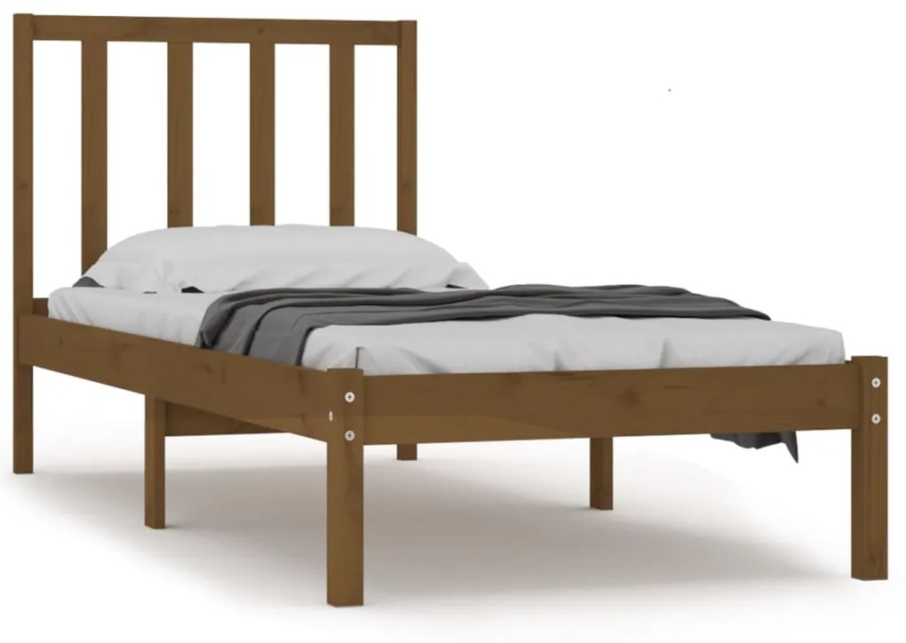 3105039 vidaXL Cadru de pat single, maro miere, 90x190 cm, lemn masiv de pin