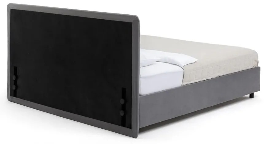 Pat dublu tapițat gri cu spațiu de depozitare cu saltea/ somieră 160x200 cm Myra Slim Line - Bonami Selection