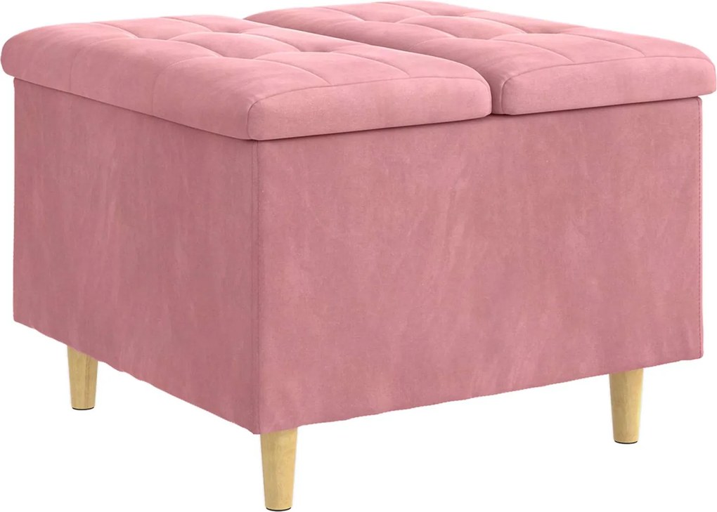 vidaXL Ottomană de depozitare cu pernă Roz 60 x 60 x 45 cm Catifea