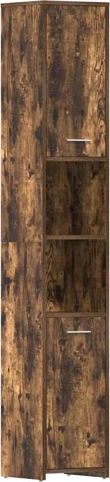 vidaXL Dulap de baie, stejar fumuriu, 30x30x183,5 cm, lemn prelucrat