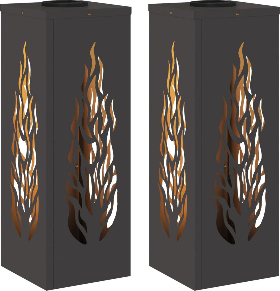 vidaXL Lumină LED Solară pentru Alei 2 pcs Negru Oțel laminat la rece