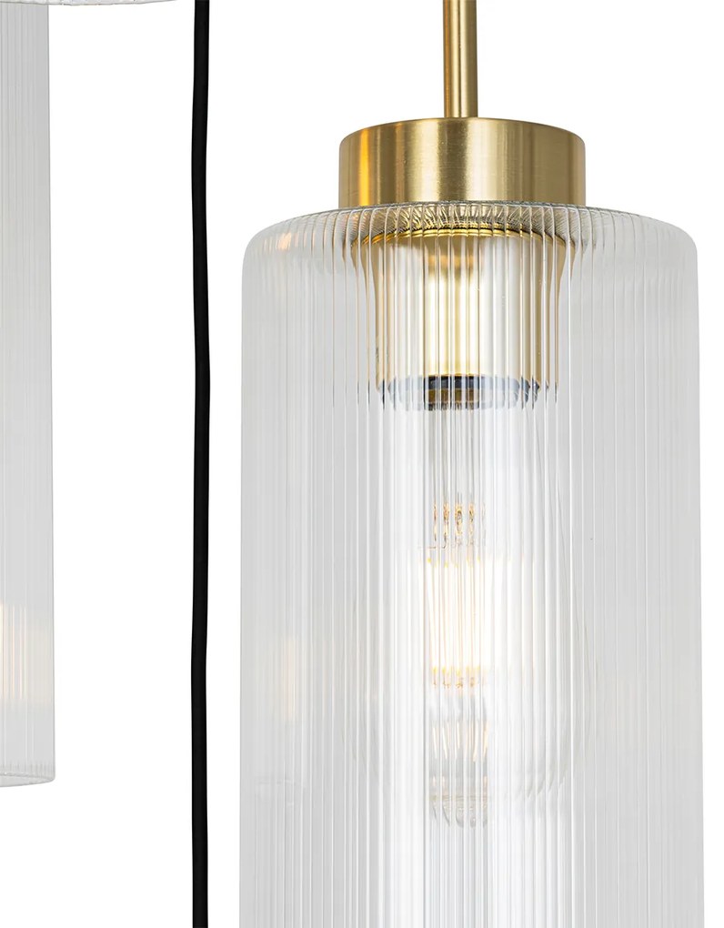 Lampă suspendată Art Deco aurie cu sticlă 7 lumini - Laura