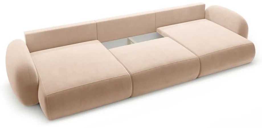 Colțar bej extensibil/cu spațiu de depozitare cu tapițerie din catifea (în formă de "U") Tonale – Cosmopolitan Design