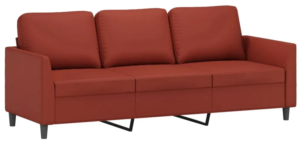 348927 vidaXL Canapea cu 3 locuri, roșu vin, 180 cm, piele ecologică