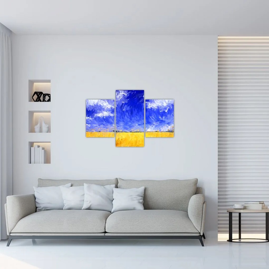 Tablou - Pictură în ulei, câmp auriu (90x60 cm)