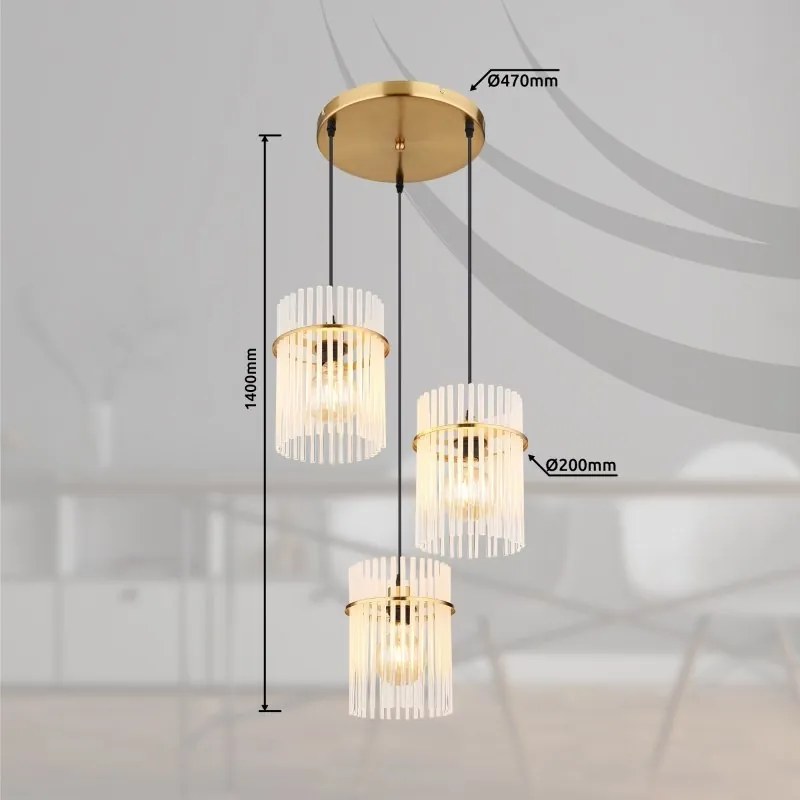 Lustra moderna cu 3 pendule GORLEY auriu