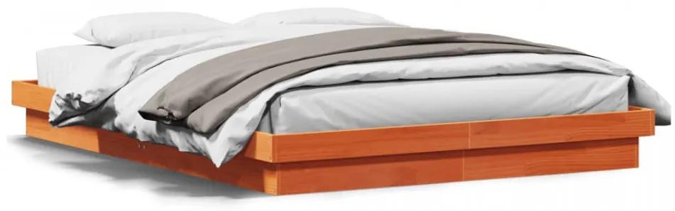 Cadru de pat cu LED, maro ceruit, 160x200 cm, lemn masiv de pin