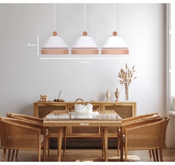 Duolla - Lustră pe cablu AVIGNON 3xE27/15W/230V albă/maro