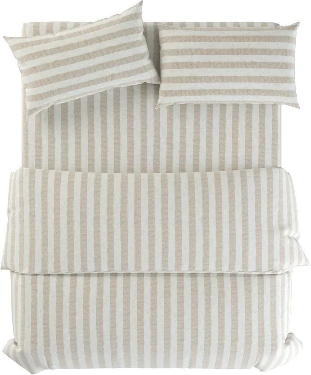 Lenjerie de pat gri deschis/crem din in pentru pat de o persoană 135x200 cm Natural Stripes – Native Natural