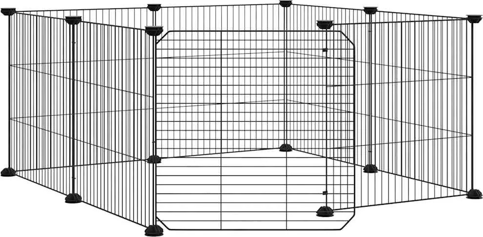 vidaXL Cușcă pentru animale cu 8 panouri și ușă, neagră, 35x35 cm, oțel