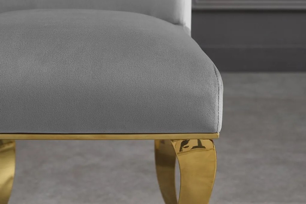 Set 2 scaune stil baroc Modern Barock, gri/ auriu