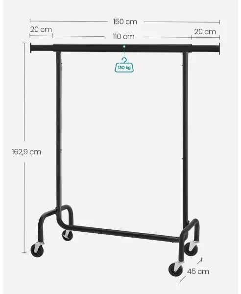 Cuier mobil de podea LINEA, negru