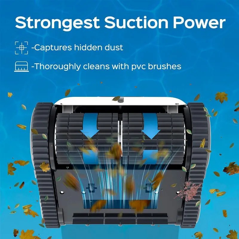 Robot cuaratre piscine fara fir Wybot Osprey 700 (X100), Li-Ion 8800 mAh, Pana la 80 m°, Autonomie pana la 110 minute, Auto-revers, Auto-parcare, Alb/Negru