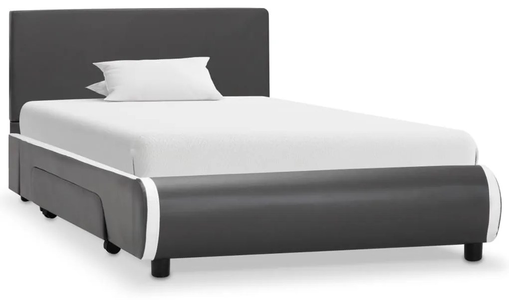 284954 vidaXL Cadru de pat cu sertare, antracit, 90x200 cm, piele artificială