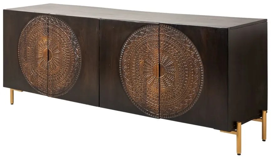Bufet MANDALA 160 cm din lemn de mango, maro-negru