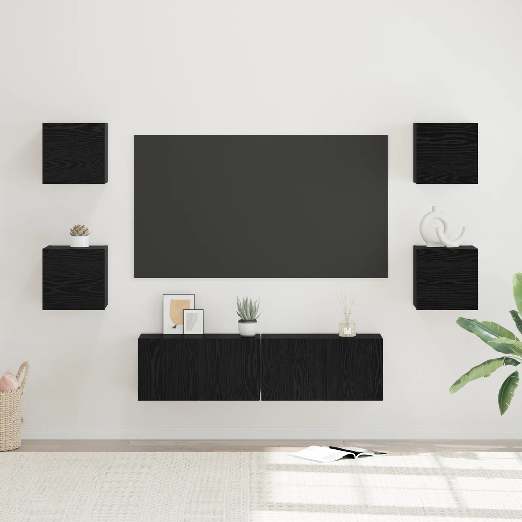 vidaXL Set comodă TV Altele 6 pcs Stejar negru Mediu 120 x 30 x 30 cm