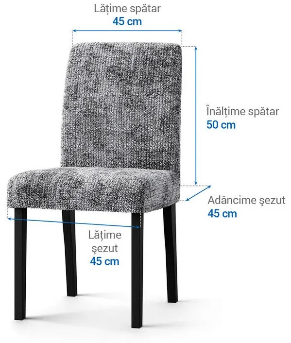 Huse bielastice MARMO gri scaun cu spatar 2 buc (45 x 45 x 50 cm)
