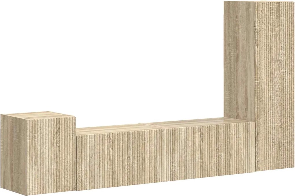 vidaXL Set comodă TV Pe perete 4 pcs Stejar Sonoma Lemn compozit