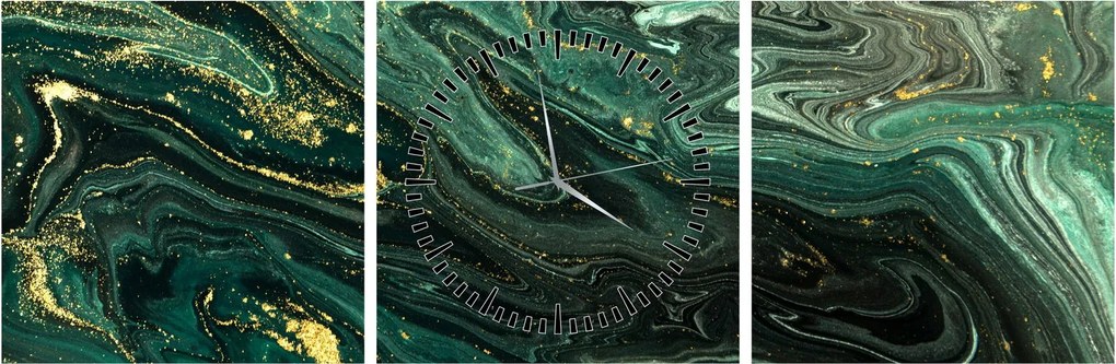 Tablou - Marmură verde (cu ceas) (90x30 cm)