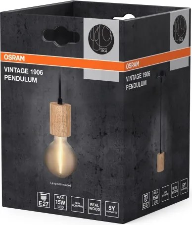 Osram - Cablu de alimentare PENDULUM CYLINDER 1xE27/15W/230V din lemn