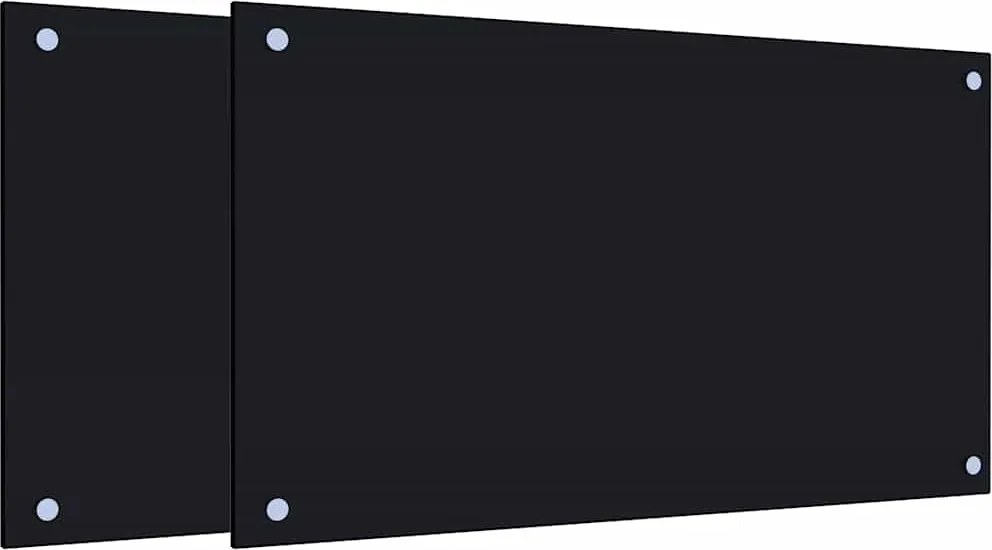 vidaXL Panou antistropi bucătărie 2 buc. negru 70x40cm sticlă securiz.