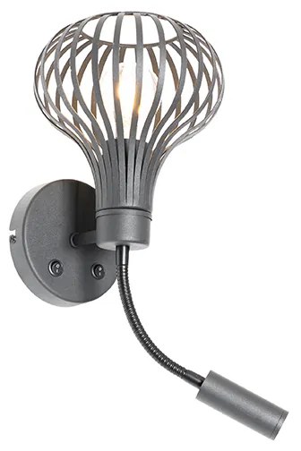 Lampa de perete moderna neagra cu lampa de citit, 2 lumini - Saffira Brescia
