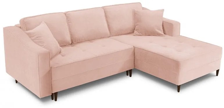 Coltar extensibil Willow cu colt pe partea dreapta si tapiterie din tesatura structurala, roz