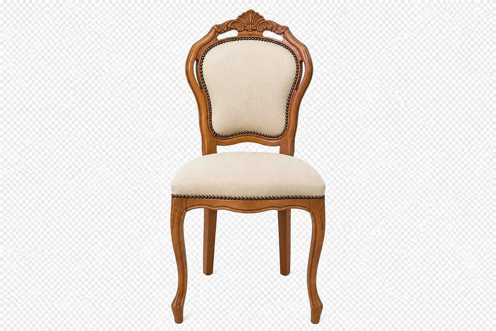 Scaun lemn masiv clasic Briston cu Spătar Tapițat, 48 × 59 × 108 cm
