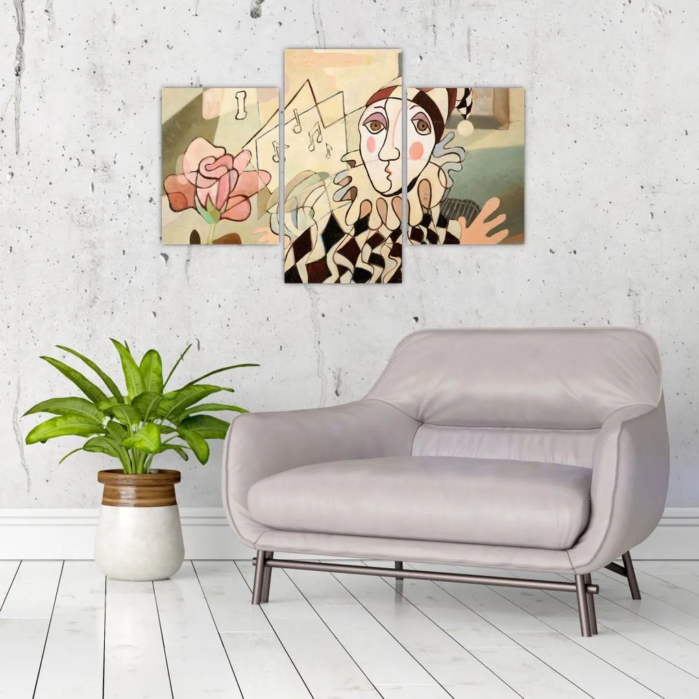 Tablou - Cubismul - arlechin și trandafir (90x60 cm)