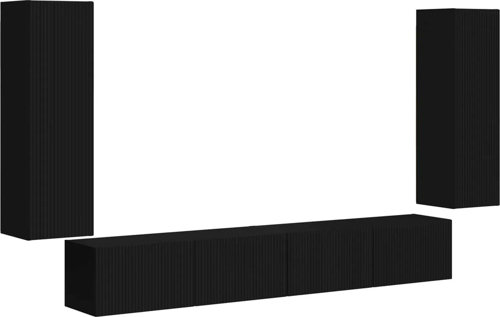 vidaXL Set Dulap pentru Televizor Montat pe Perete 4 pcs Negru