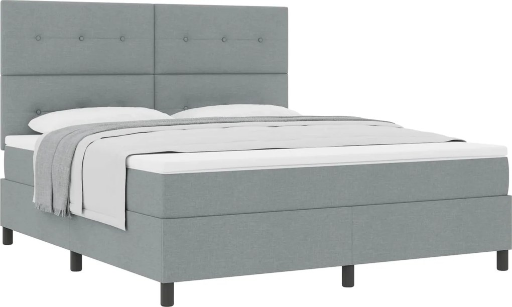 vidaXL Pat cu arcuri cu saltea Gri deschis 180 x 200 cm țesătură