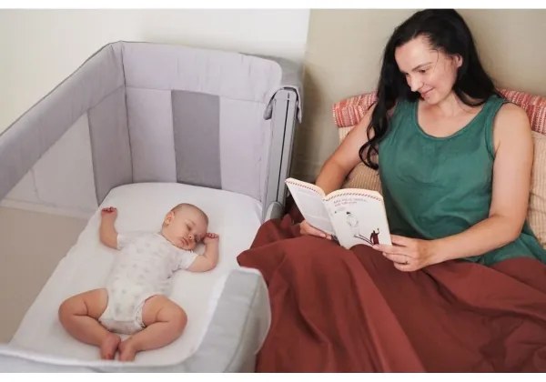 Pătuț pentru bebeluși Chicco 3v1 NEXT2ME FOREVER gri închis