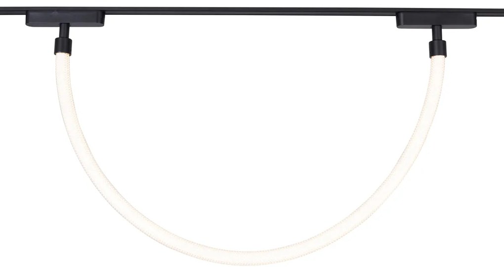 Sistem de iluminat pe șine cu 6 spoturi pentru tavan și 2 lămpi suspendate negre monofazate - Magnetic Marra Tautau