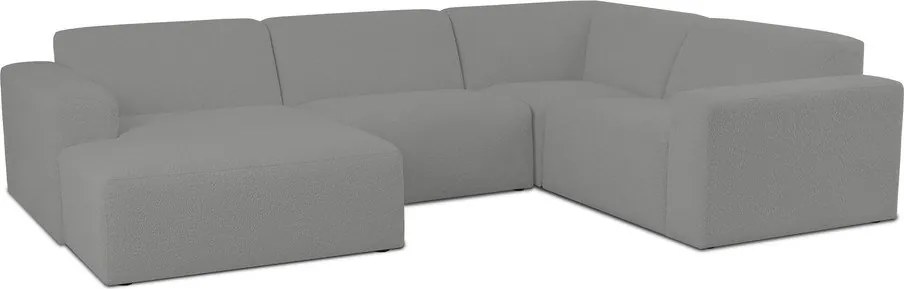 Colțar gri cu tapițerie din stofă bouclé (în formă de "U") Roxy – Scandic