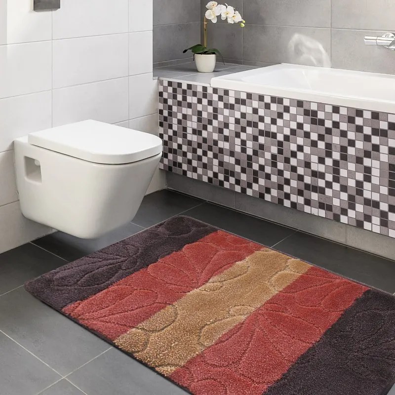 Set două covorașe de baie maro-roșu 50 cm x 80 cm + 40 cm x 50 cm