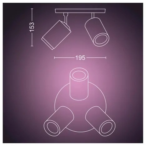 Spot LED RGBW dimabil Philips Hue FUGATO 3xGU10/5,7W/230V alb