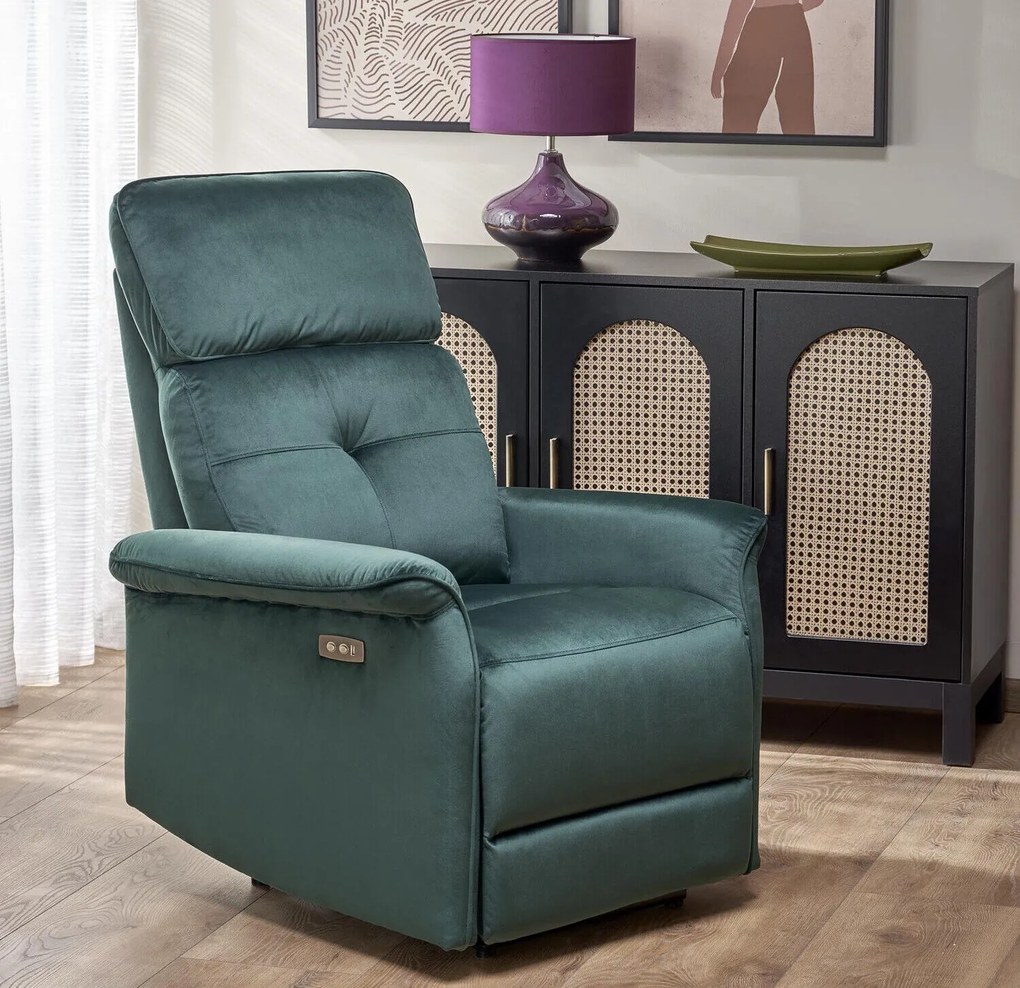 Fotoliu recliner Houston 154392x80x90cm, 39 kg, Verde, Tapiterie