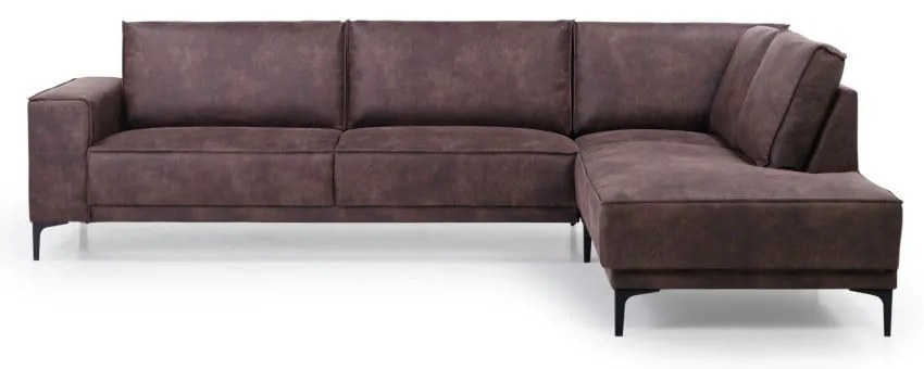 Colțar maro cu tapițerie din imitație de piele (colț pe partea dreaptă) Copenhagen – Scandic