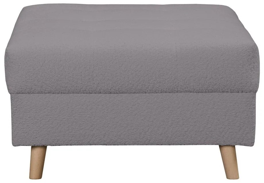 Taburet gri închis cu tapițerie din stofă bouclé Ariella – Ropez