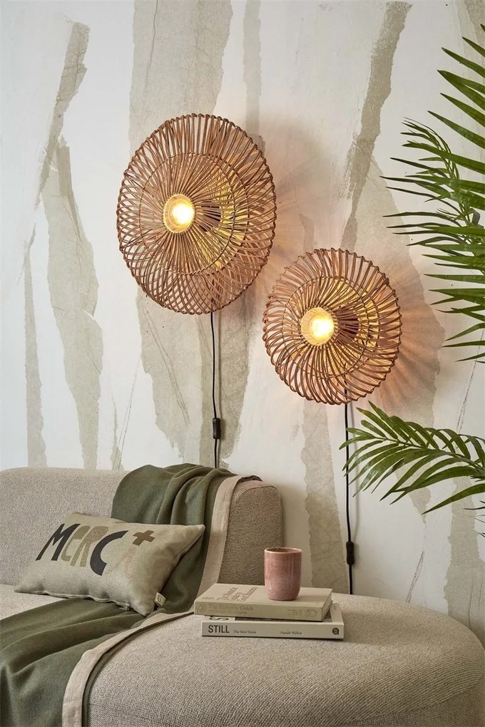Aplica de perete eco din ratan Zanzibar flat 40cm S, nat