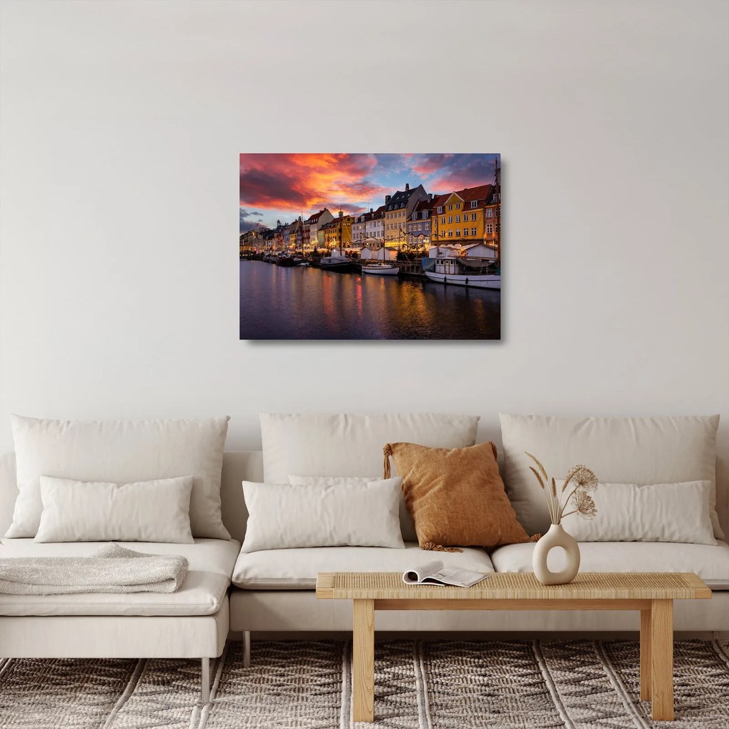 Tablou pe sticlă - Nyhavn, Copenhaga (70x50 cm)