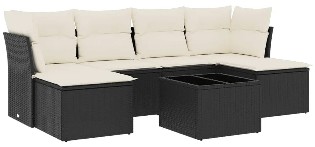 3218016 vidaXL Set canapele de grădină cu perne, 7 piese, negru, poliratan