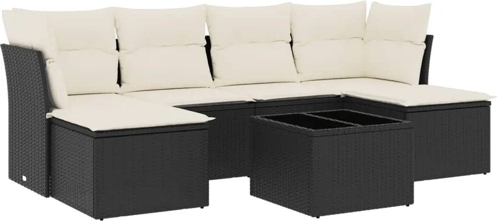 vidaXL Set canapele de grădină cu perne, 7 piese, negru, poliratan