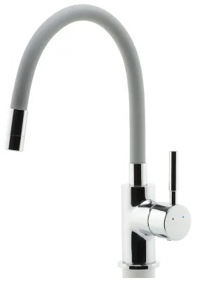 Baterie de chiuvetă cu pipă flexibilă FERRO crom lucios/gri