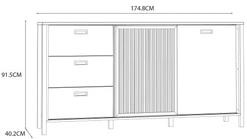 Bufet Justyna Stejar Mauvella Si Negru, 174.8 Cm | BIANO