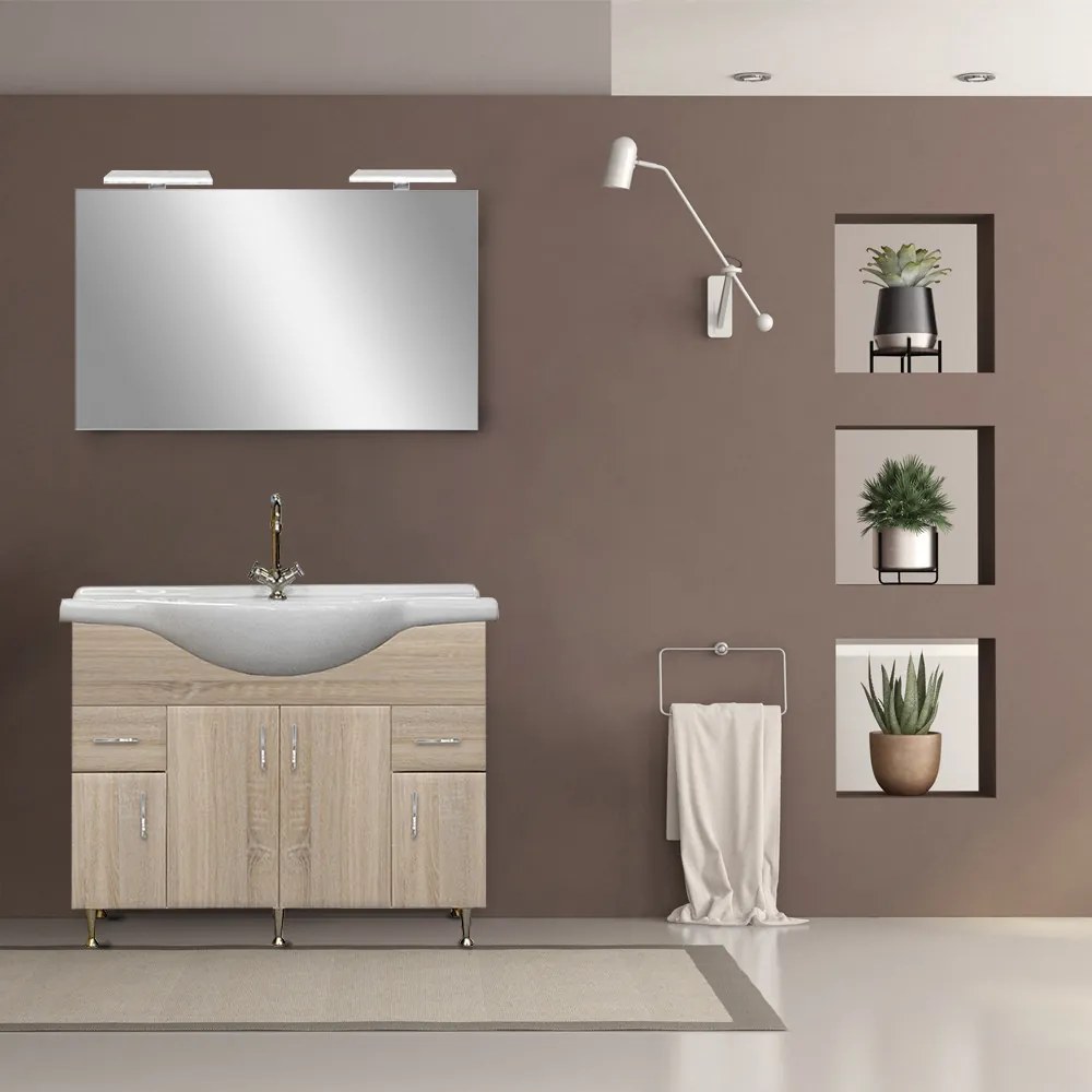 Mobilier complet de baie Bianca Prime 105, culoare stejar sonoma