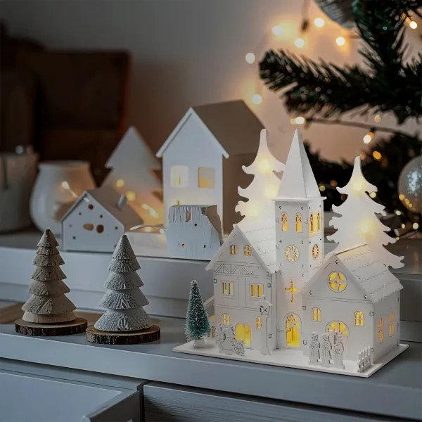 Brilagi - Decorațiune LED de Crăciun, bisericuță, LED/2xAA