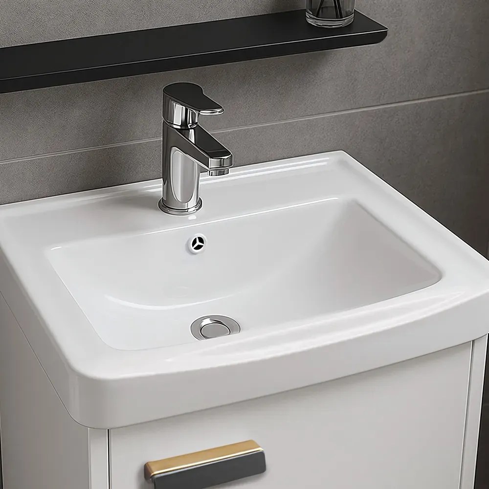 Set mobilier de baie cu lavoar Molly 40cm Alb