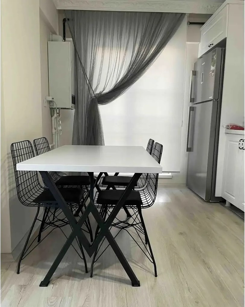 Set Masa Bucatarie cu 4 Scaune , negru,120x80x75 cm, 30050SET