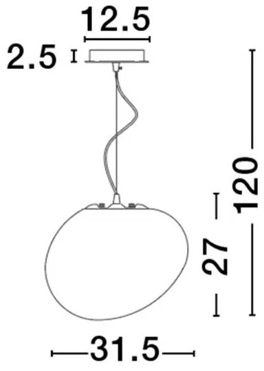 Pendul design modern Ciottoli alb 31,5cm